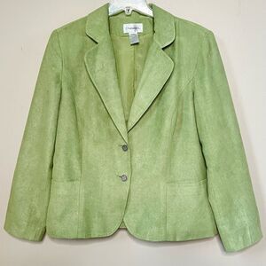 Chadwicks Pitachio Washable Microsuede Lined Button Career Casual Blazer SZ 14